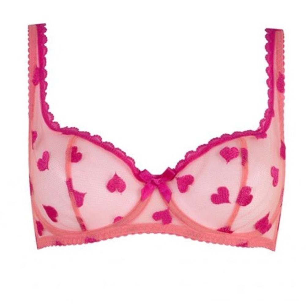 AGENT PROVOCATEUR Sheer Heart-Print Underwire Bra